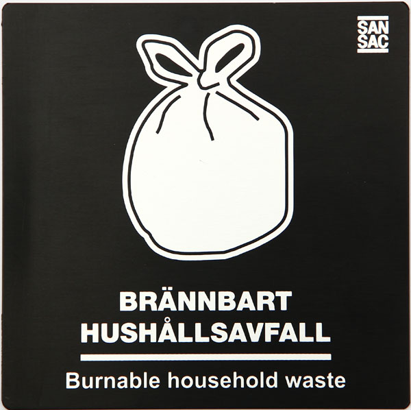 Aluminiumskylt Br nnbart Hush llsavfall 120x120 Aluminiumskylt Br nnbart Hush llsavfall 120x120